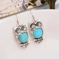thumbnail image 2 of Owl Earrings Simulated Turquoise Antique Silver Color Crystal Eyes Tarnish Resistant, EAR-O1, 2 of 3