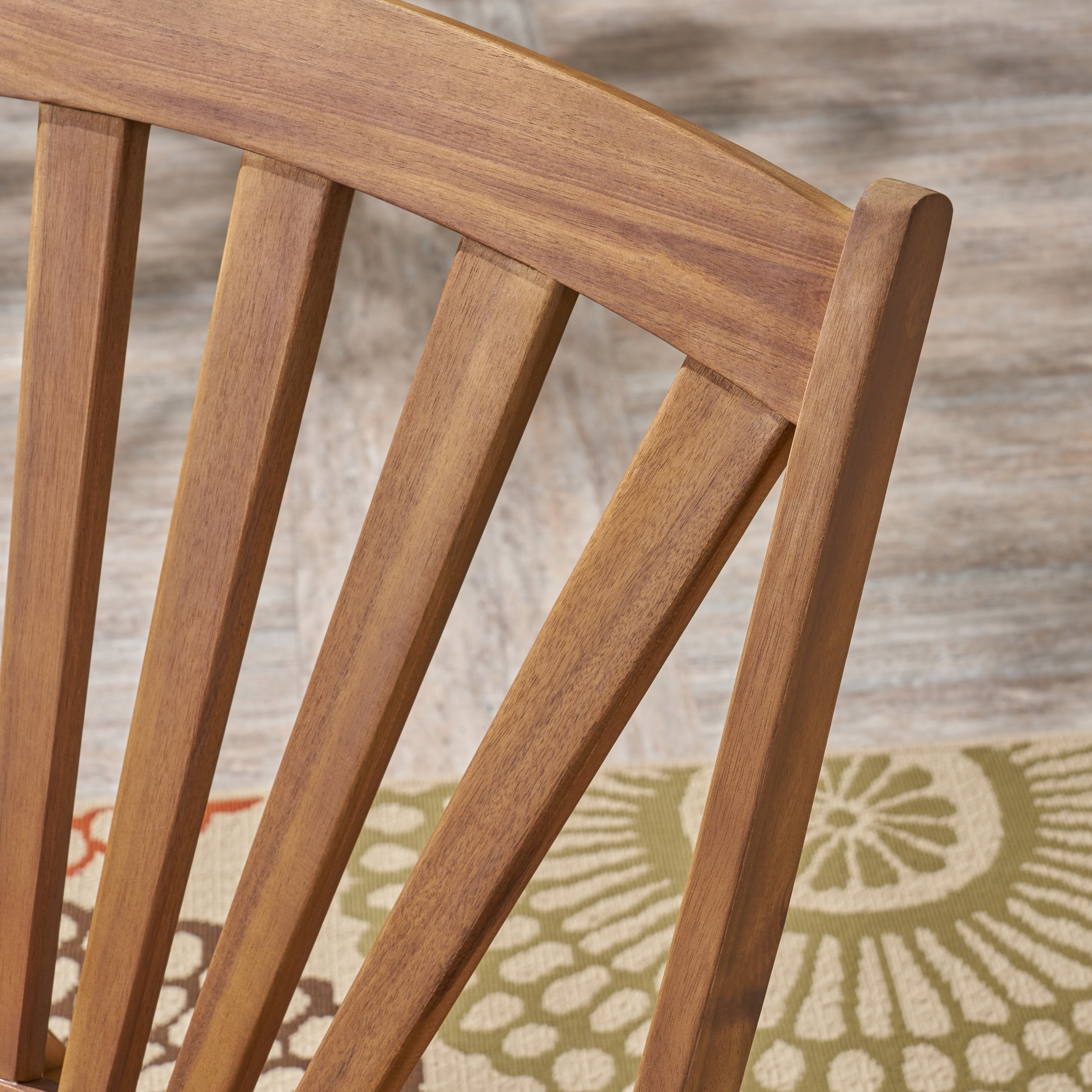 Outdoor Rocking Chair, Acacia Wood Frame with Retractable Footrest for Patio Garden, Teak