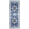 thumbnail image 3 of Tzou Area Rug Runner 2x6 Vintage Retro Rug Indoor Door Mat Non Slip Carpet for Bathroom Entryway Bedroom, Navy Blue, 3 of 8