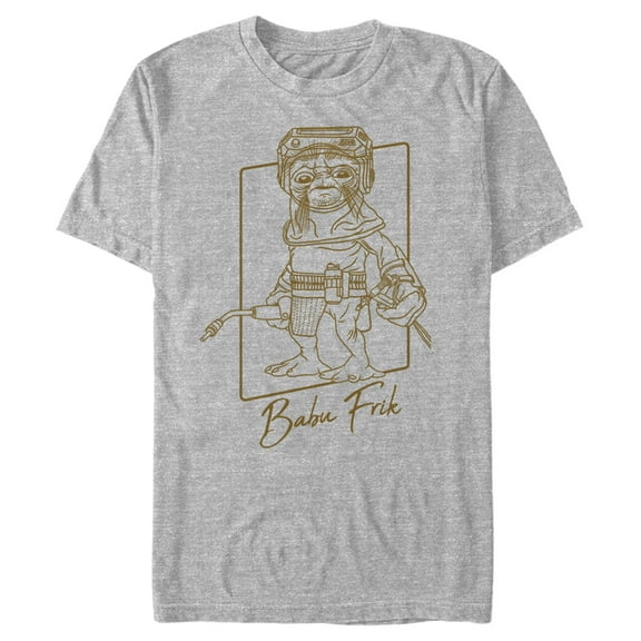 Men's Star Wars: The Rise of Skywalker Babu Frik Outline Graphic Tee Athletic Heather Small