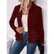 thumbnail image 5 of Blazer Elegante con Ribete de Perla para Mujer, con Abertura Frontal, Larga y Cuello Chal Vino Tinto M, 5 of 7