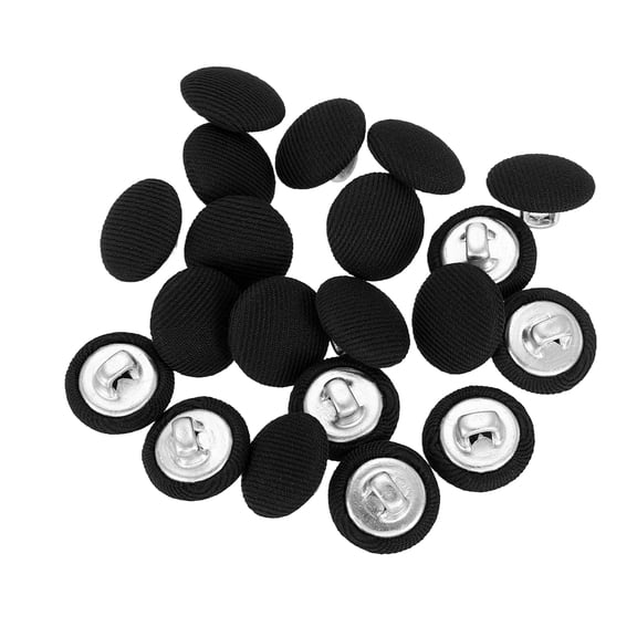 Uxcell 20Pack Fabric Cloth Covered Button, 13mm 20L Metal Shank Round Sewing Buttons Fabric Covered Button for Coat Dress Sweater Hats Crafts Making, Black