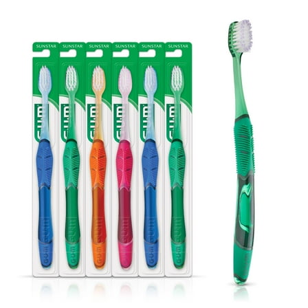 GUM Technique Deep Clean Toothbrush -Compa Count Head, Soft Bristles,  1 Count (Pack of 6)