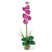 Nearly Natural Single Phalaenopsis Liquid Illusion Silk Flower Arrangement in Orchid