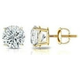 thumbnail image 2 of 14k Yellow Gold Round Lab Grown Diamond Stud Earrings (1/2 cttw, E-F, SI1-SI2) 4-Prong Basket, Screw-backs by Diamond Wish, 2 of 3