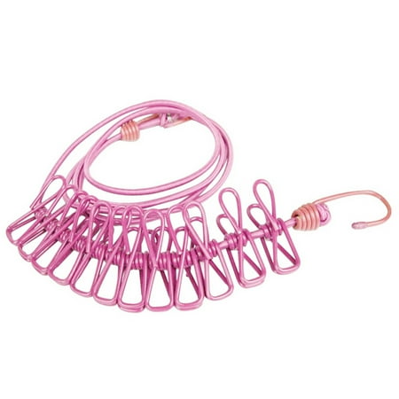 

Shebeky Portable Elastic Windproof Drying Clothes Hanger Clothes Line with 12 Clips