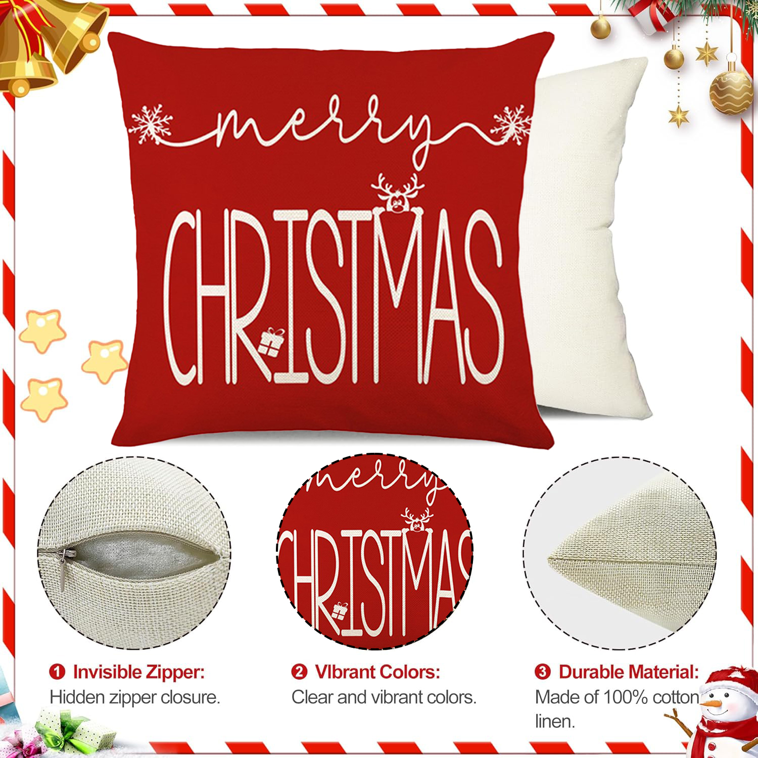 BN-LINK Christmas Pillow Covers Set of 4 photo 3