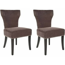 SAFAVIEH Jappic 22" H Side Chairs with Silver Nailheads, Bark/Espresso, Set of 2