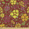 thumbnail image 2 of Floral Fabric by the Yard Upholstery, Ornamental Abstract Climbing Seasonal Garden Flower Branches Leaves Art, Decorative Fabric for DIY and Home Accents, Ruby and Multicolor by Ambesonne, 2 of 5