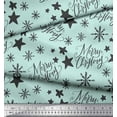 thumbnail image 3 of Soimoi Green polyester Crepe Fabric Star & Snowflakes Text Print Sewing Fabric Yard 42 Inch Wide, 3 of 3