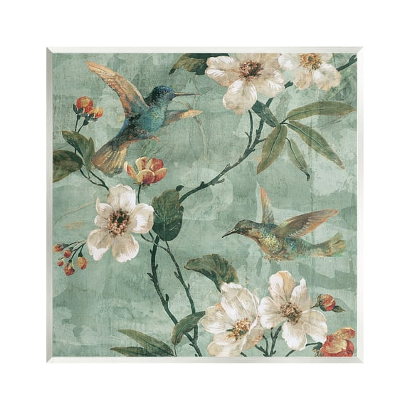 Stupell Industries Apple Blossoms & Birds Botanical & Floral Painting Unframed Art Print Wall Art, 12 x 12