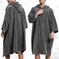 thumbnail image 2 of HOOMEUMY Men Fleece Night Robe Casual Hooded Pocket Zipper Long Sleeves Bathrobe Night Robe for Comfortable and Warmth, 2 of 6
