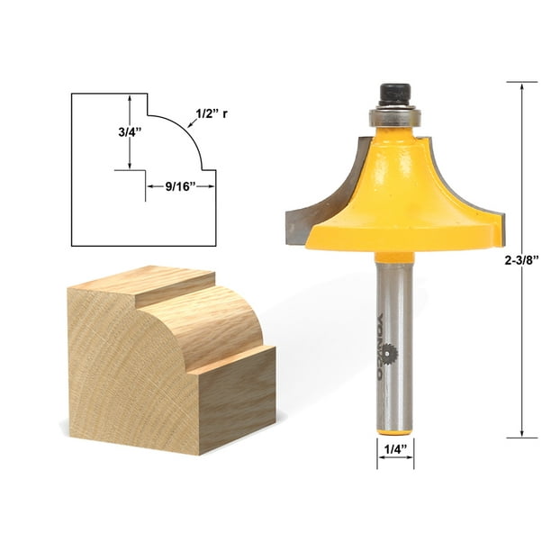Round Over Beading Edging Router Bit 1/2" Radius 1/4" Shank