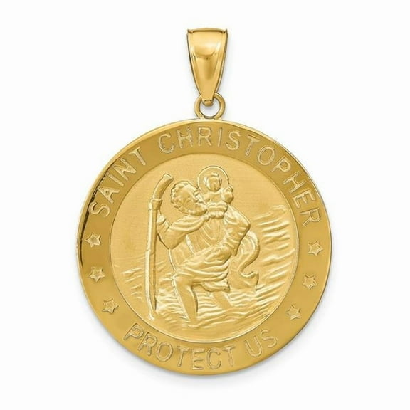 Finest Gold 10K Yellow Gold Saint Christopher Medal Pendant