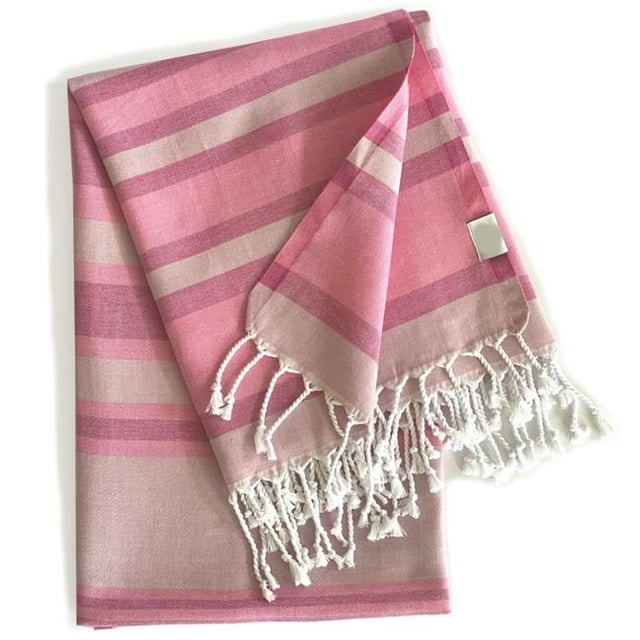 HomeRoots 401823 Nuances de Rose Rayé Design Turc Couverture de Plage&44; Multi Couleur