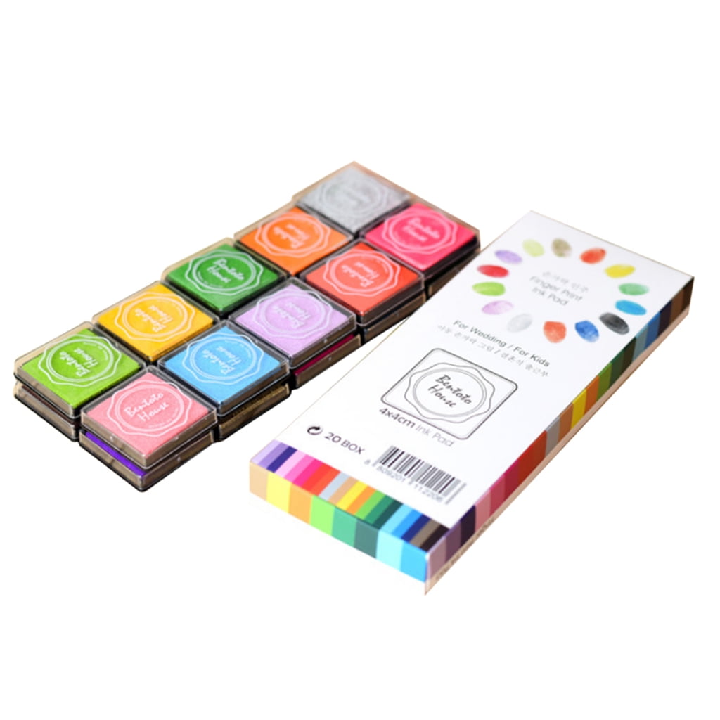 Dualoai 20 Color Fingerprint Ink Pad Kids Playing Kit Inkpad