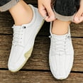 thumbnail image 5 of Mens Casual Driving Shoes Lightweight Leather Lace-up Loafers Comfortable Non-slip Breathable Walking Sneakers White 10.5 US, 5 of 7