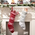 thumbnail image 4 of Red White Knitted Christmas Stockings 19 Inch - Decorative Holiday Socks for Mantel, Wall, Staircase, or Tree - Durable Festive Stockings for Candy, Gifts & Decor, 4 of 5