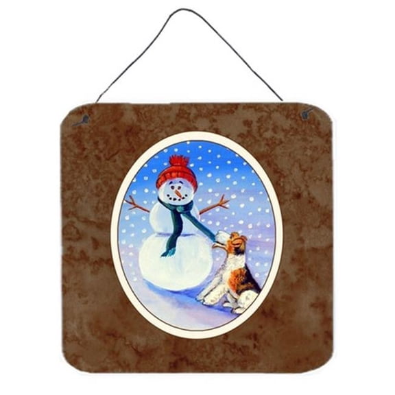 Snowman with Fox Terrier Wall or Door Hanging Prints
