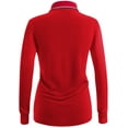 thumbnail image 3 of CLOVERY Women's Activewear 2-Button Long Sleeve Point Collar Polo Shirt (S-3XL), 3 of 5