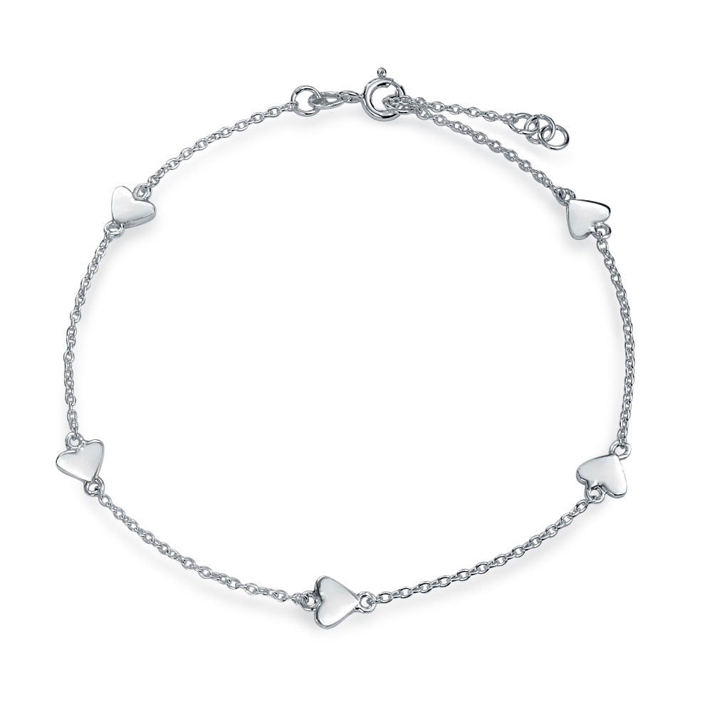 Bling Jewelry - Multi Love Heart Station Anklet Chain Ankle Bracelet ...