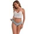 thumbnail image 4 of DARING DIVA Women's Lace Trim Cotton Ribbed Hipster Mid Waisted Panty M Light Green, 4 of 6