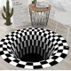 thumbnail image 4 of Alfombra redonda 3D con ilusión en blanco y negro, alfombra antideslizante para decoración del hogar (60 cm), 4 of 4