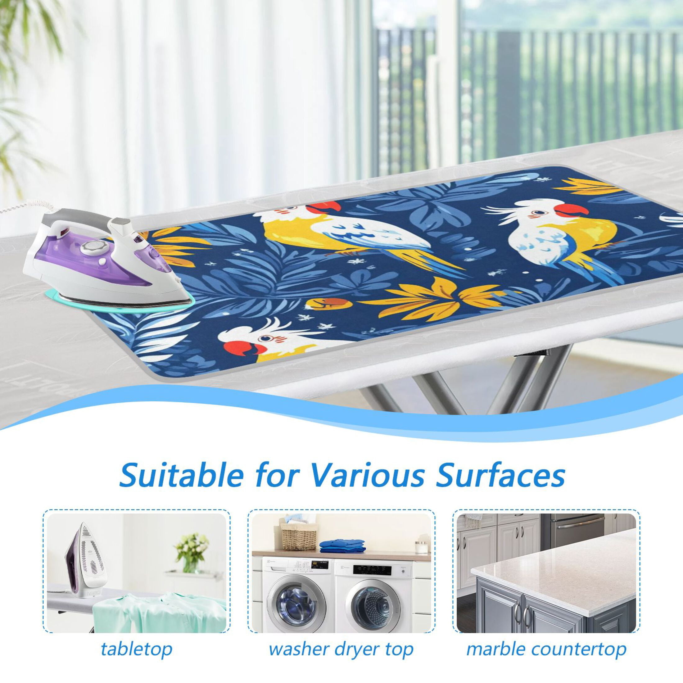 Tropical Birds Ironing Mat Blanket for Table Top Travel Portable Ironing Board Pad 47.2x27.6 Inch