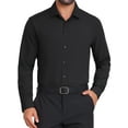 thumbnail image 1 of CAMISA DE NEGOCIO DE MANGA LARGA DE BOTONES PARA HOMBRE EN COLOR SÓLIDO XL NEGRO, 1 of 5