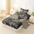 thumbnail image 2 of Castle Fairy Safari Deer Twin Sheets 3pcs,Vintage Camo Stripes Bedding,Dark Gray,1 Fitted Sheet, 1 Flat Sheet and 1 Pillowcase, 2 of 6