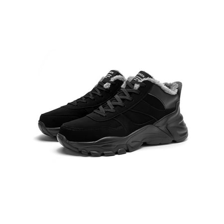 

Gomelly Men Non Slip Snow Casual Shoe Comfortable Warm Walking Sport Breathable Low Top Sneaker Black 9