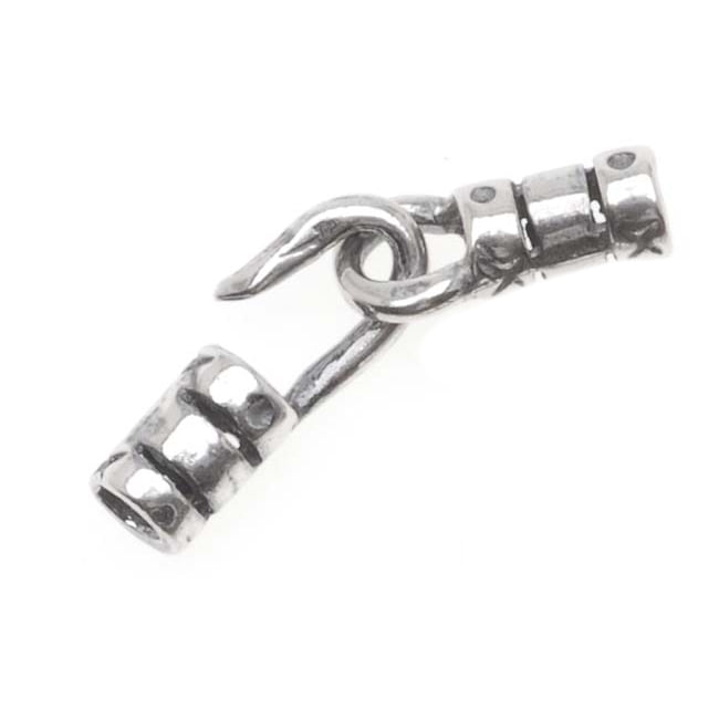 10 Silver Crimp Beads Fancy Hook & Eye Cord Ends 1mm 