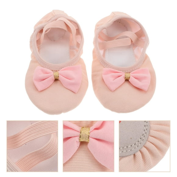 YSNOOWE kids ballet shoes 1 Pair Canvas Pink Cat Paw Shape for Little Kids