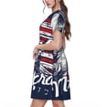 thumbnail image 2 of Fotbe Mallard Duck With American Flag Pattern Dress Casual Womens Fashion Short Sleeve Maxi Dress T Shirt Dress Striped Long Color Block Maxi Dress, 2 of 6