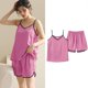 thumbnail image 2 of Gibobby camisón clásico de maternidad Conjunto de pijamas de mujer Ropa de dormir sólida Lencería sexy Cuello en V Chaleco Pantalones cortos Ropa de dormir Ropa de casa (Rosa, Talla única), 2 of 4