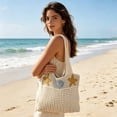 thumbnail image 4 of EliteGoogv Shoulder Bags For Women Bohemian Woven Womens Shoulder Bags Lightweight Spacious Tote Bags Summer Travel Handmade Beach Carryalls White, 4 of 9