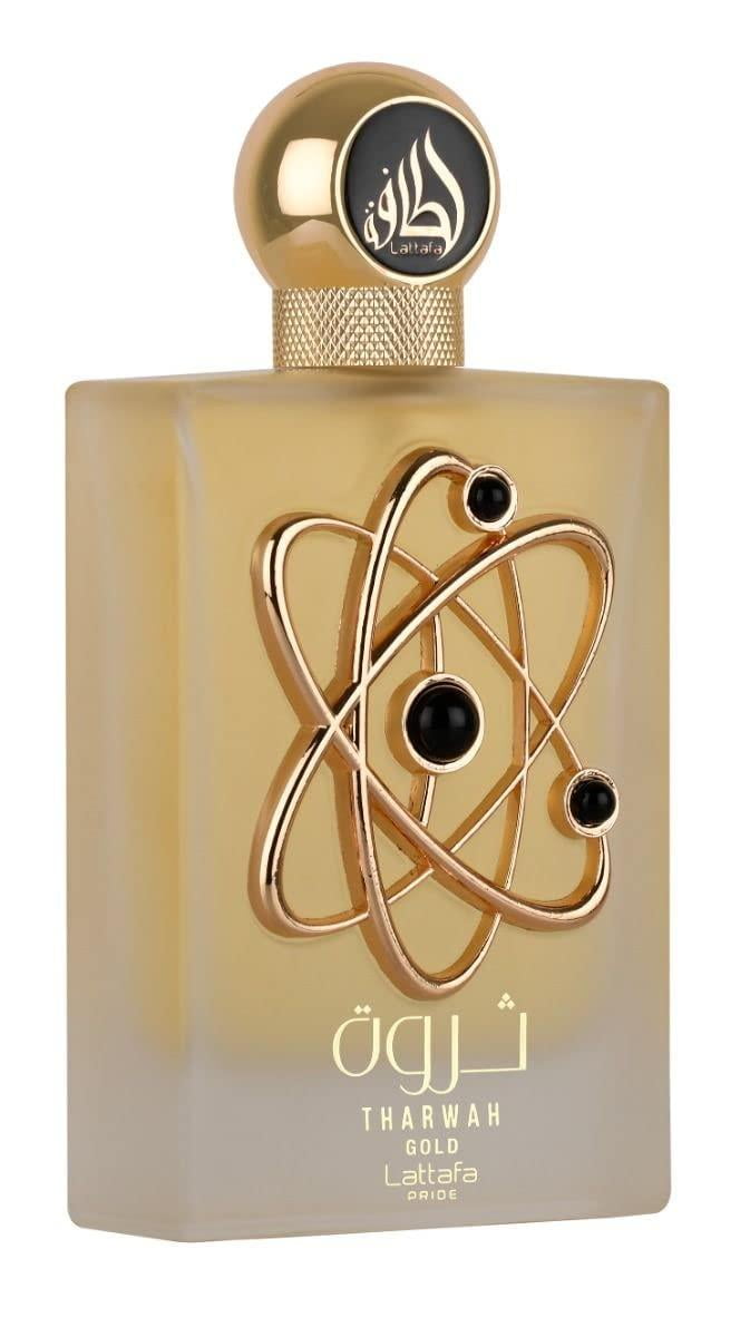 Lattafa Tharwah Gold for Unisex Eau de Parfum Spray, 3.4 Ounce