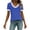 Blue-womens tops, variant on FNFYFH V Neck Shirt for Women Summer Short Sleeve T Shirts Soft Color Block Ringer Tee