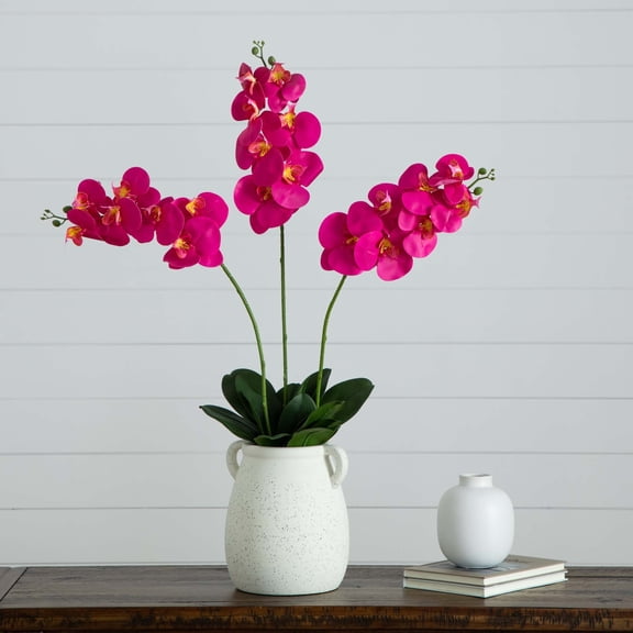 Nearly Natural Orchid Artificial Floral Stem Sprays - 35" - Set of 3 - Pink