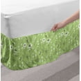 thumbnail image 2 of Nature Art Bed Skirt, Daisy Bees Ladybug Bluebell Buttercup Campanula Dragonfly Butterfly, Elastic Bedskirt Dust Ruffle Wrap Around for Bedding Decor, 4 Sizes, Pistachio Green White, by Ambesonne, 2 of 2