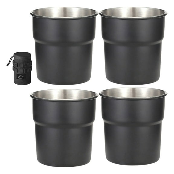 4pcs Teas Coffee Milk Beer Mug Stackable Camping Cup Drinking Cup with Cup Cover