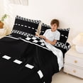 thumbnail image 3 of Castle Fairy Race Checkered Pattern Bed Sheets 4pcs for Teens, Minimalist Track Print King Sheets for Bedroom, Black White, 3 of 6