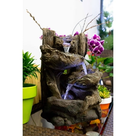 14 Inch Tiering Rainforest Fountain With Led Lights - Small