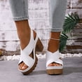 thumbnail image 3 of Pandaie Open Toe Ankle Strap Sandals Womens Platform Orthopedic High Heels Criss Cross Band Slingback Dress Pumps Shoes (White,8.5), 3 of 8