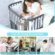 BUSATIA Hanging Diaper Caddy Organizer,Changing Table Diaper Organizer,Baby Hanging Diaper Stacker Nursery Caddy Organizer for Cribs Playyard Baby Essentials Storage,Diaper Holder Organizer