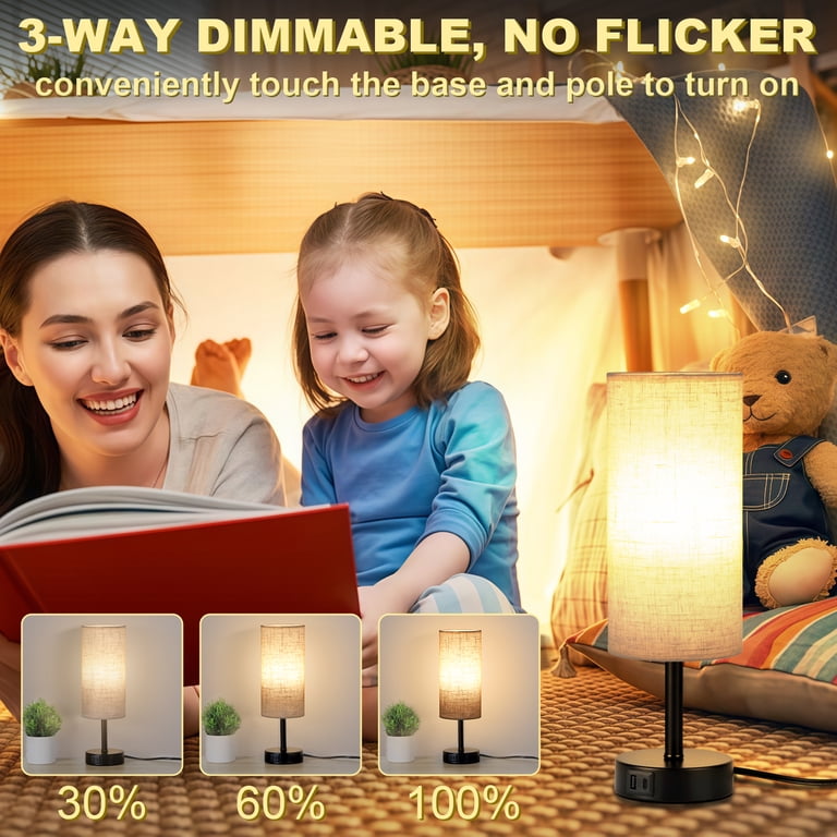 Walchoice Table Lamp Set of 2 with USB Charging Ports photo 7