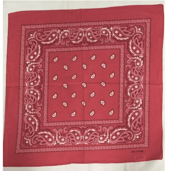 12 Watermelon Pink Bandana Paisley Head Wrap 100% Cotton 22"X22"