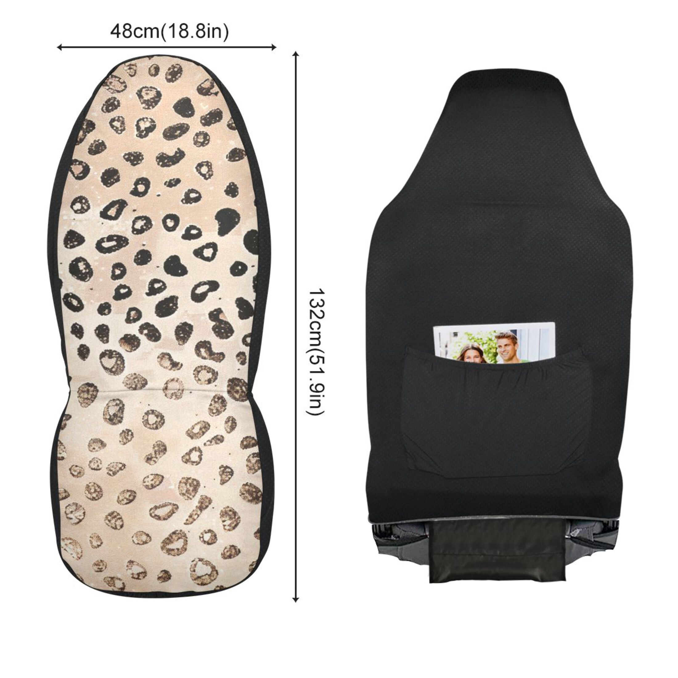 ALAZA Plain Cheetah Glitter Print Car Seat Covers 2 PCs Universal Auto Front Seats Interior Protector