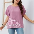thumbnail image 4 of IROINNID Summer Oversize Tops For Women Casual Short Sleeve Round Neck Printed Loose Blouse Under $10, 4 of 6