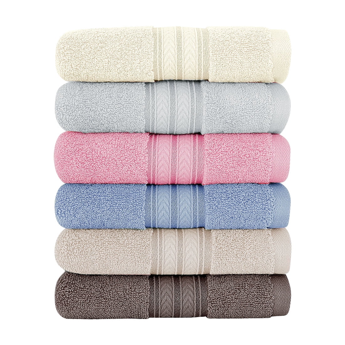 Unique Bargains 6-Pack 100% Cotton Absorbent Bathroom Towel Gray